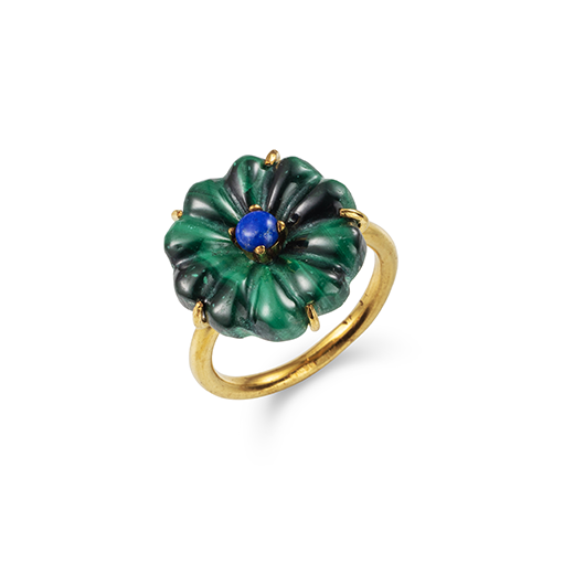 Malachite flower ring by Turquoise Mountain